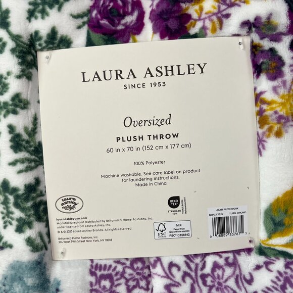 NEW Laura Ashley Cottage Floral Oversized Plush Throw - Picture 2 of 9